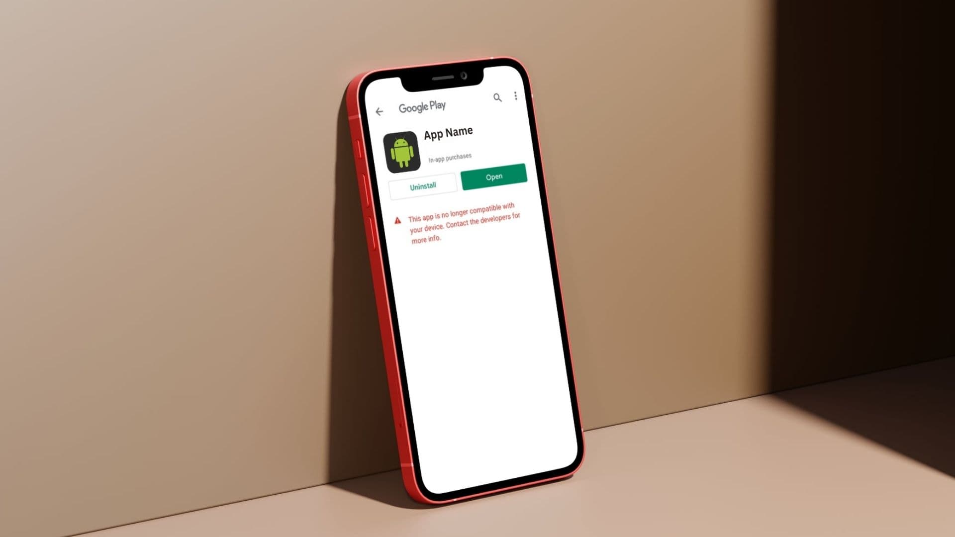 Google Play App Store - Showing that the app is no longer supported and to contact the developers.